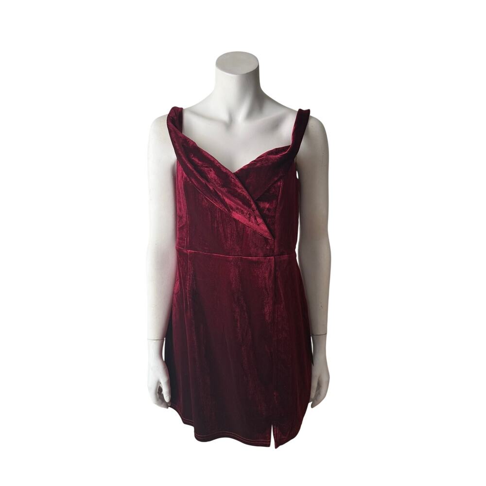 New Lulu's Dress Women's XL Burgundy Velvet Short Sleeveless